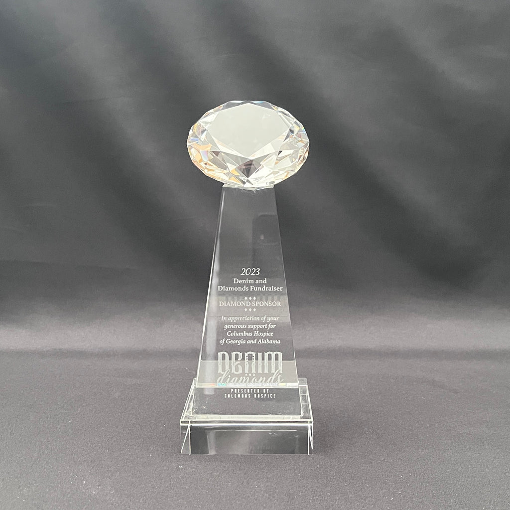 Clear crystal diamond on crystal base 