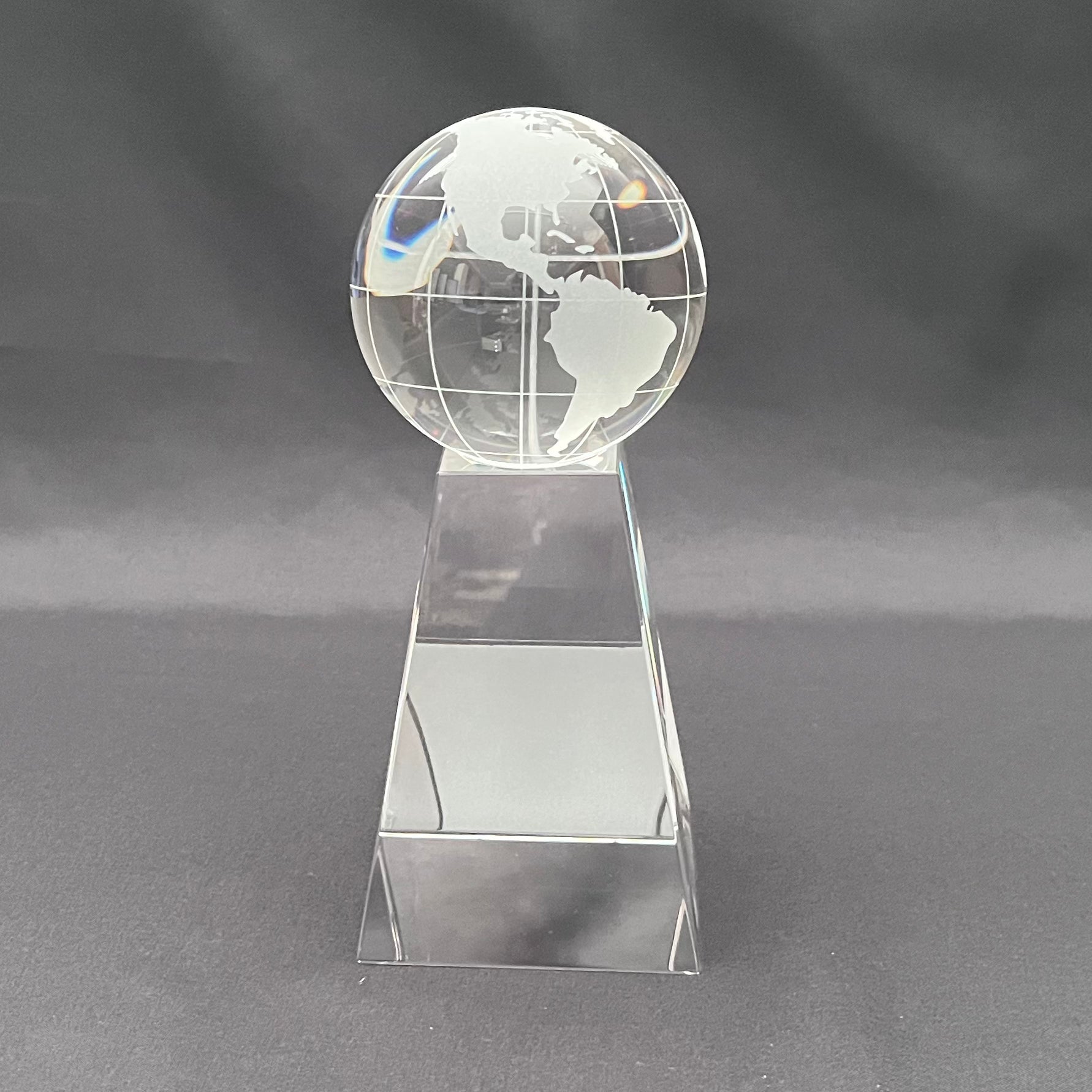 Crystal globe on engraving base 