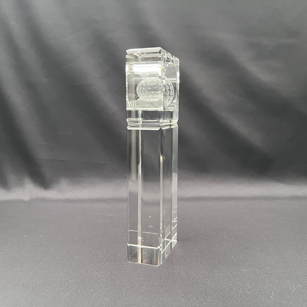 Golf ball on pedestal, 3-D golf ball trophy 