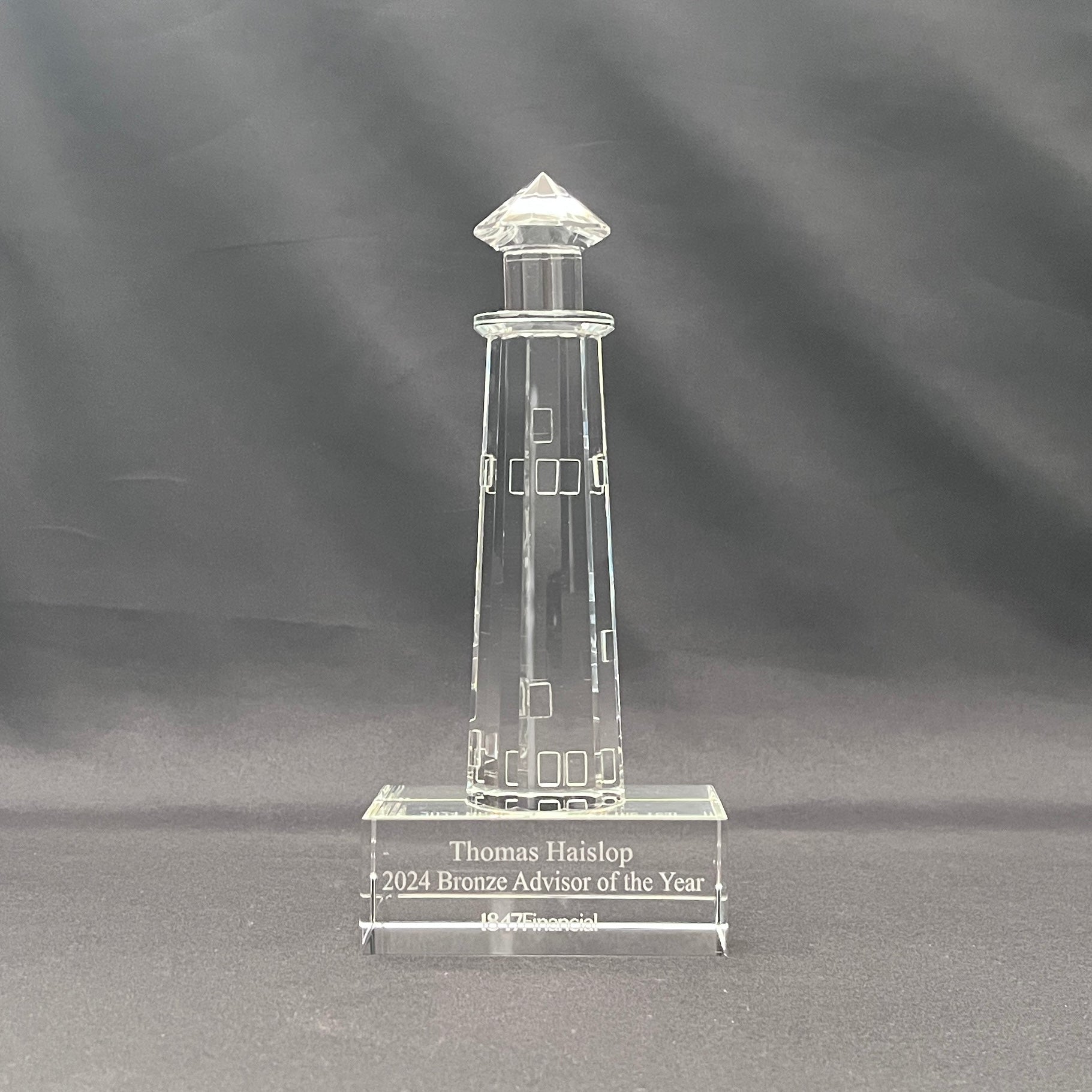 Crystal lighthouse award for executive, director and sales associate 