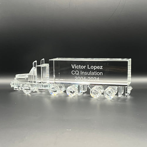 Crystal truck model with engraved texts