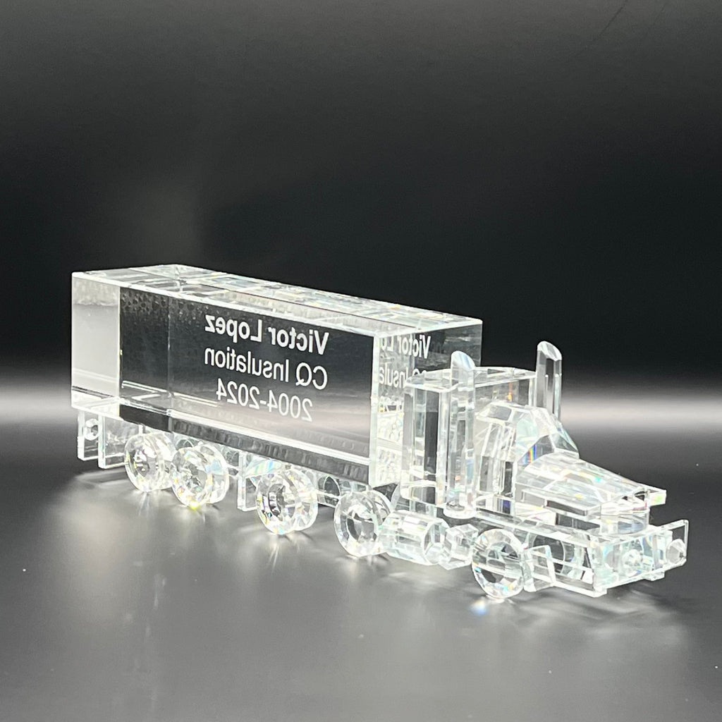 Personalization crystal semi truck award 