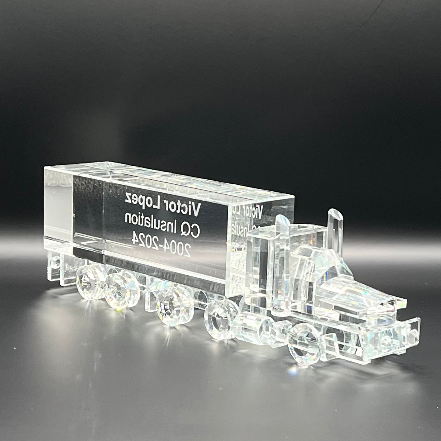 Personalization crystal semi truck award 