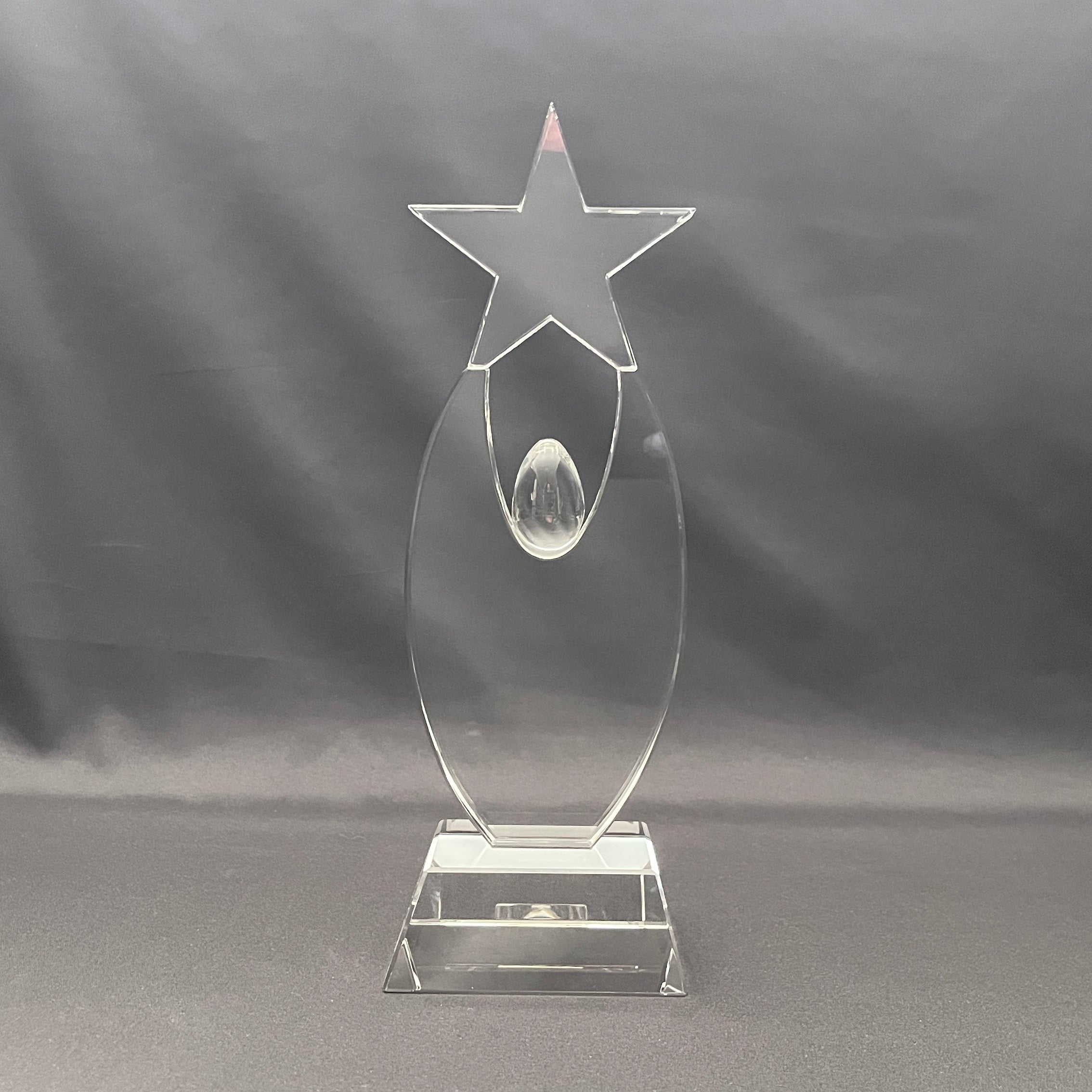 Personalized crystal star award on crystal pedestal 