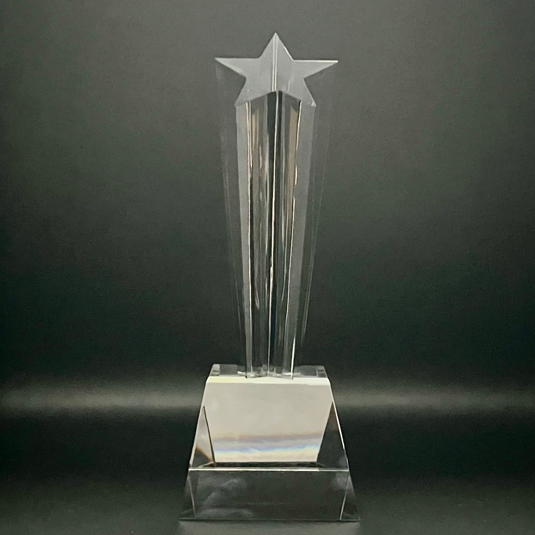 Clear crystal star-shaped trophy 