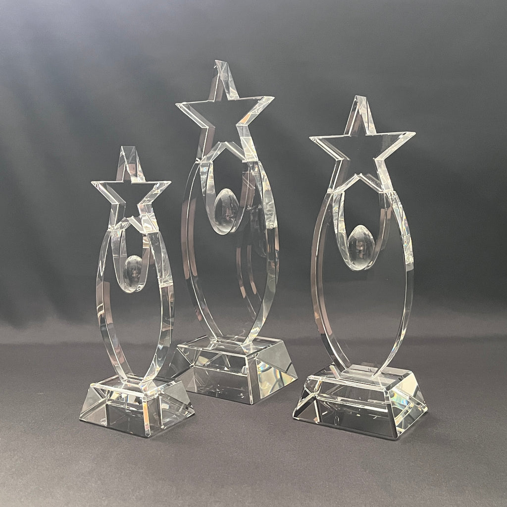 Premium crystal star awards with small, medium and large sizes 