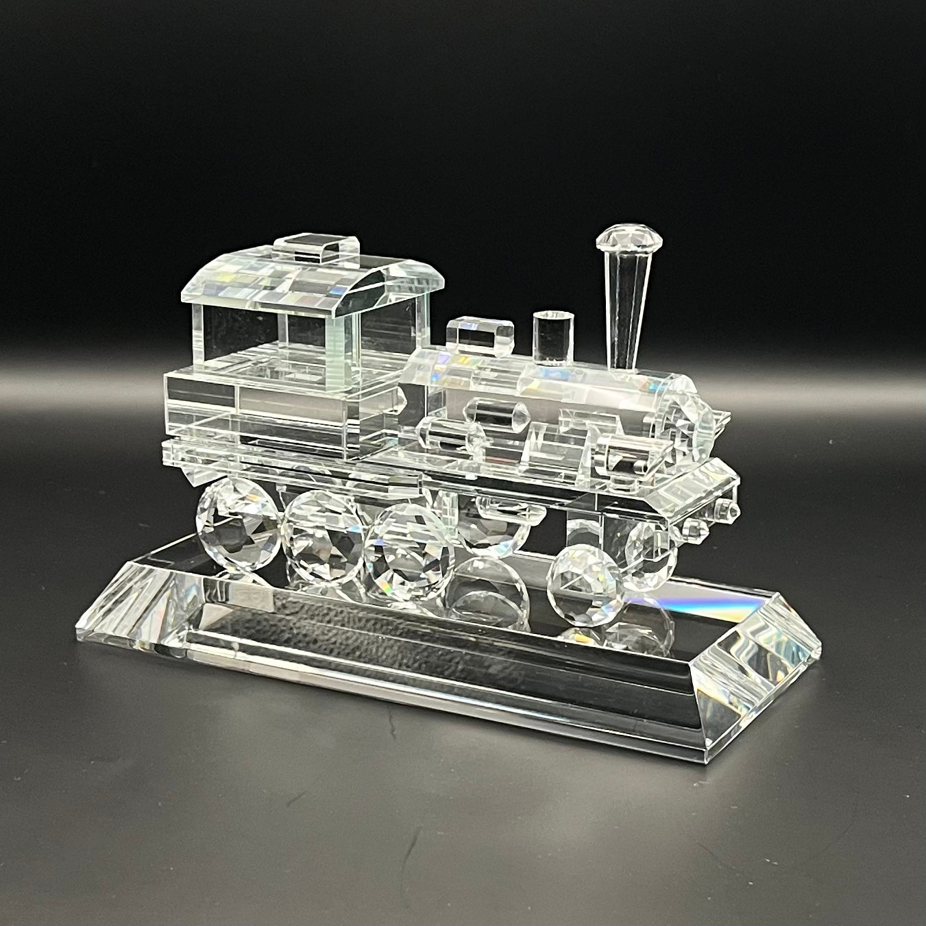 Crystal train model on a black background