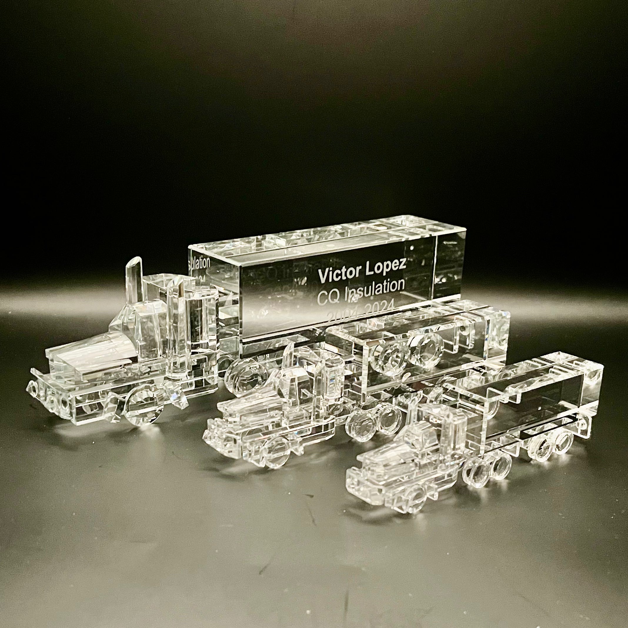 Large medium small crystal semi truck 