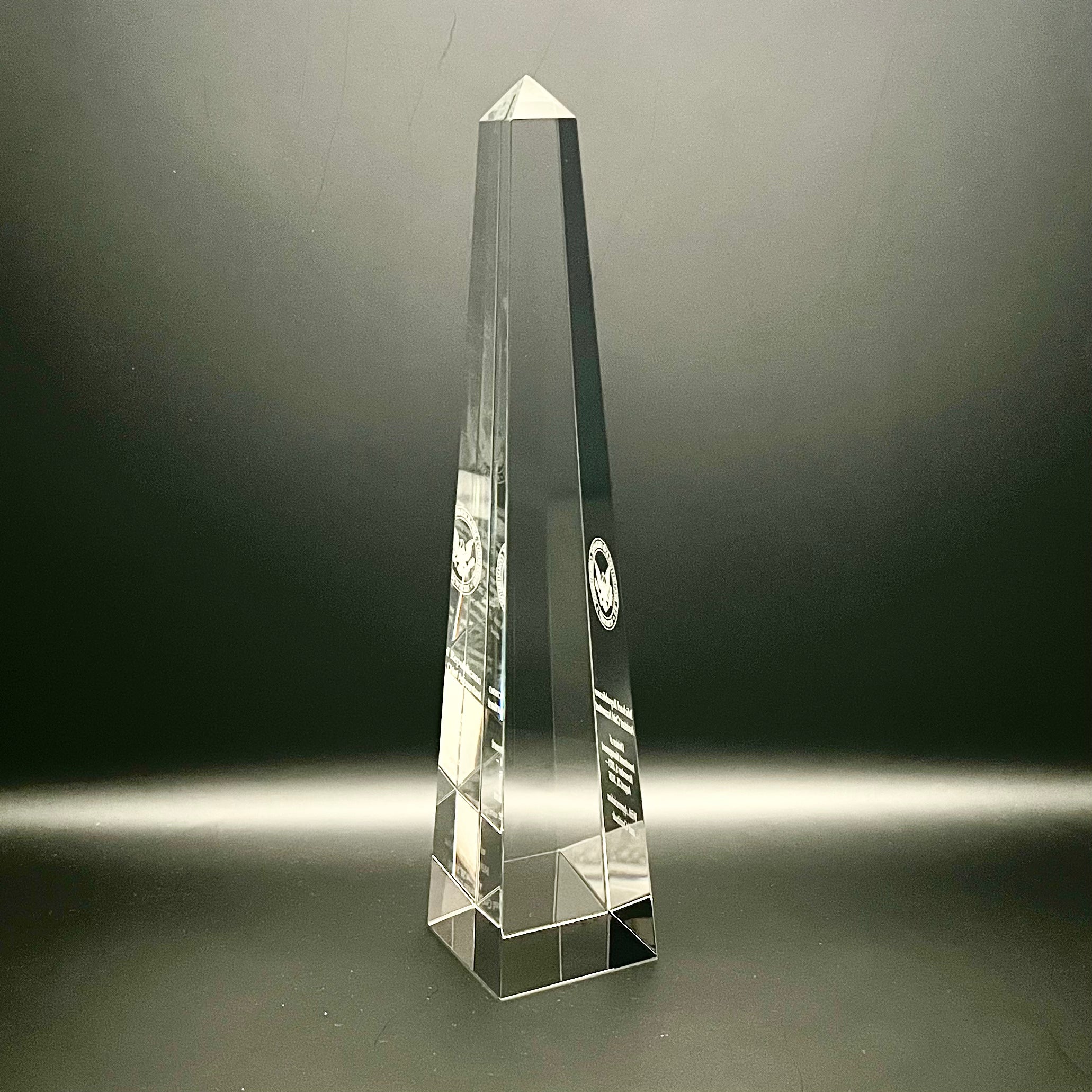 Glass obelisk award 