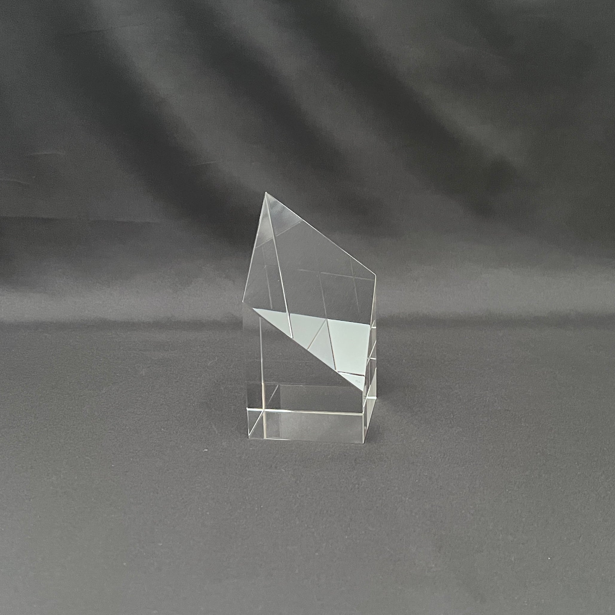 Clear glass diamond shaped trophy 