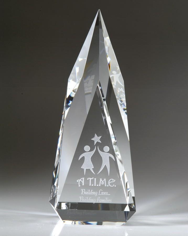 Personalized crystal peak award with 3 sizes, free engraving