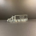 Crystal Semi Truck 18 Wheeler Award with Engraved Base.