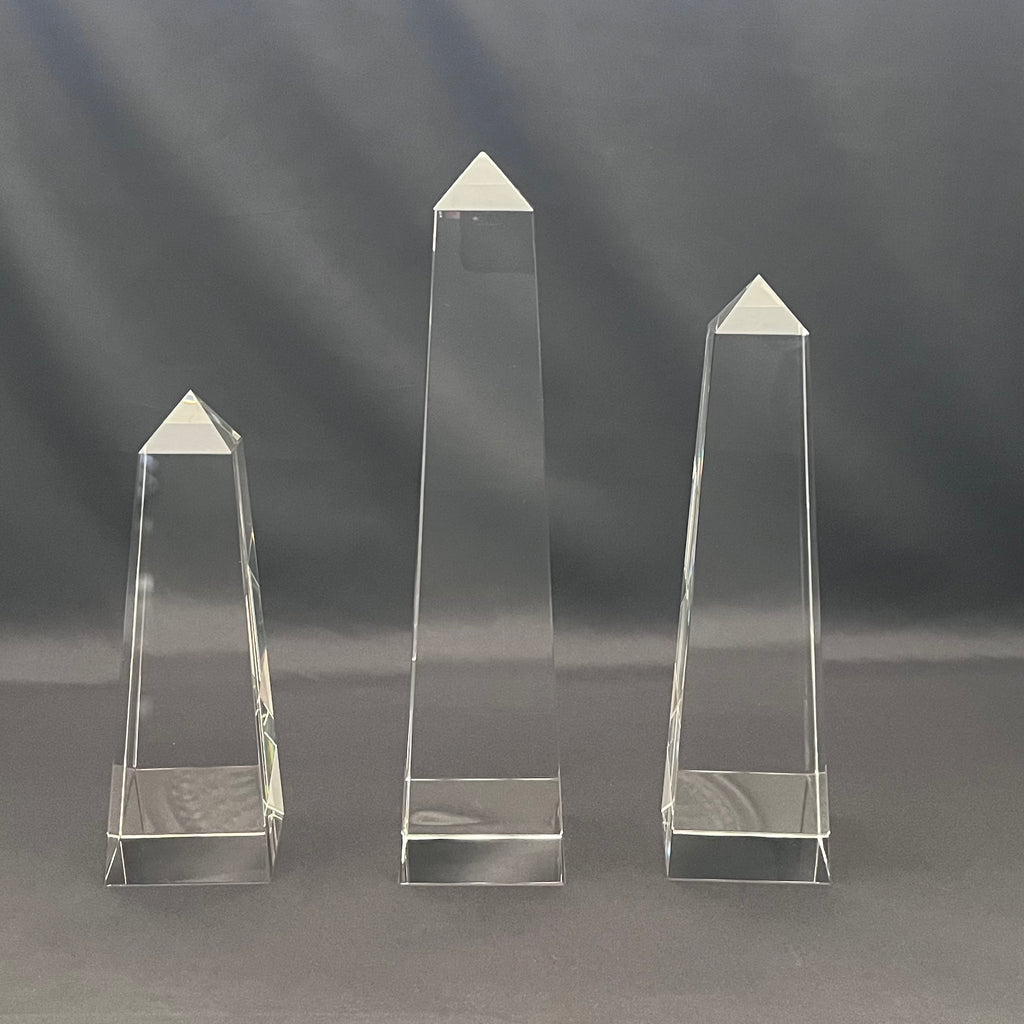 12"H Personalized Crystal Obelisk Award, 3 Sizes Available, Corporate Award, Executive Gift.
