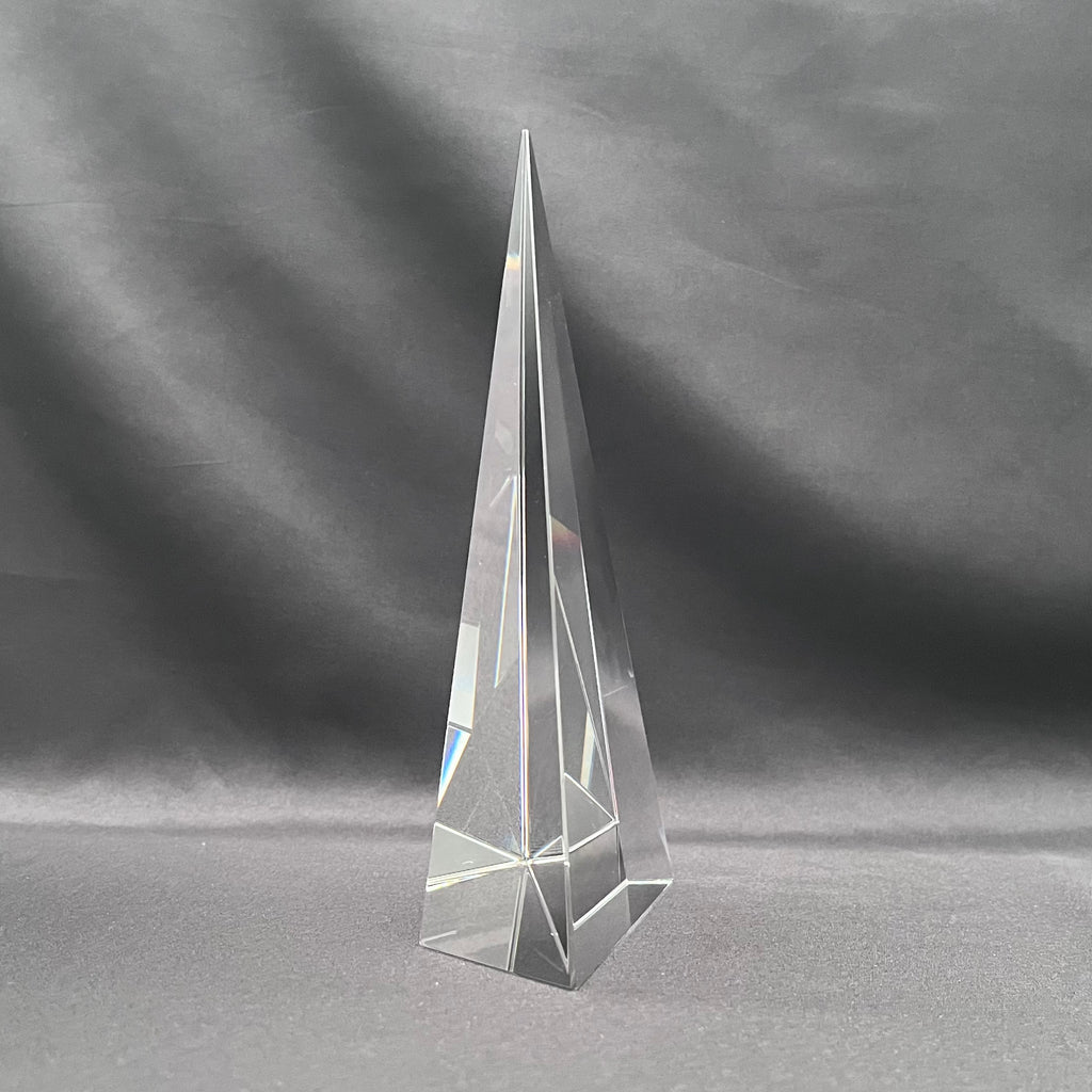 9"H Personalized Crystal Triangle Pyramid Award | Custom Engraved Executive Recognition Trophy