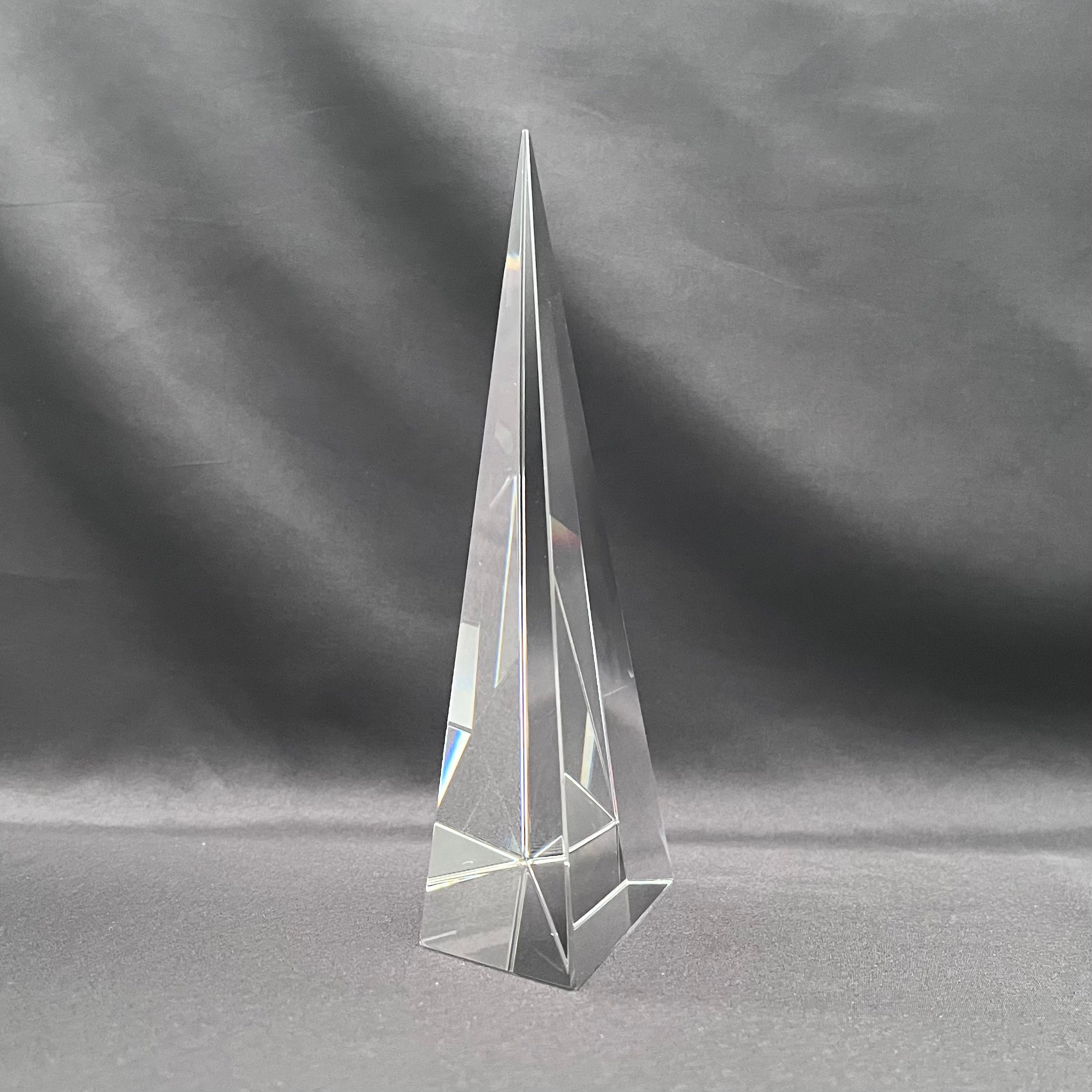9"H Personalized Crystal Triangle Pyramid Award | Custom Engraved Executive Recognition Trophy