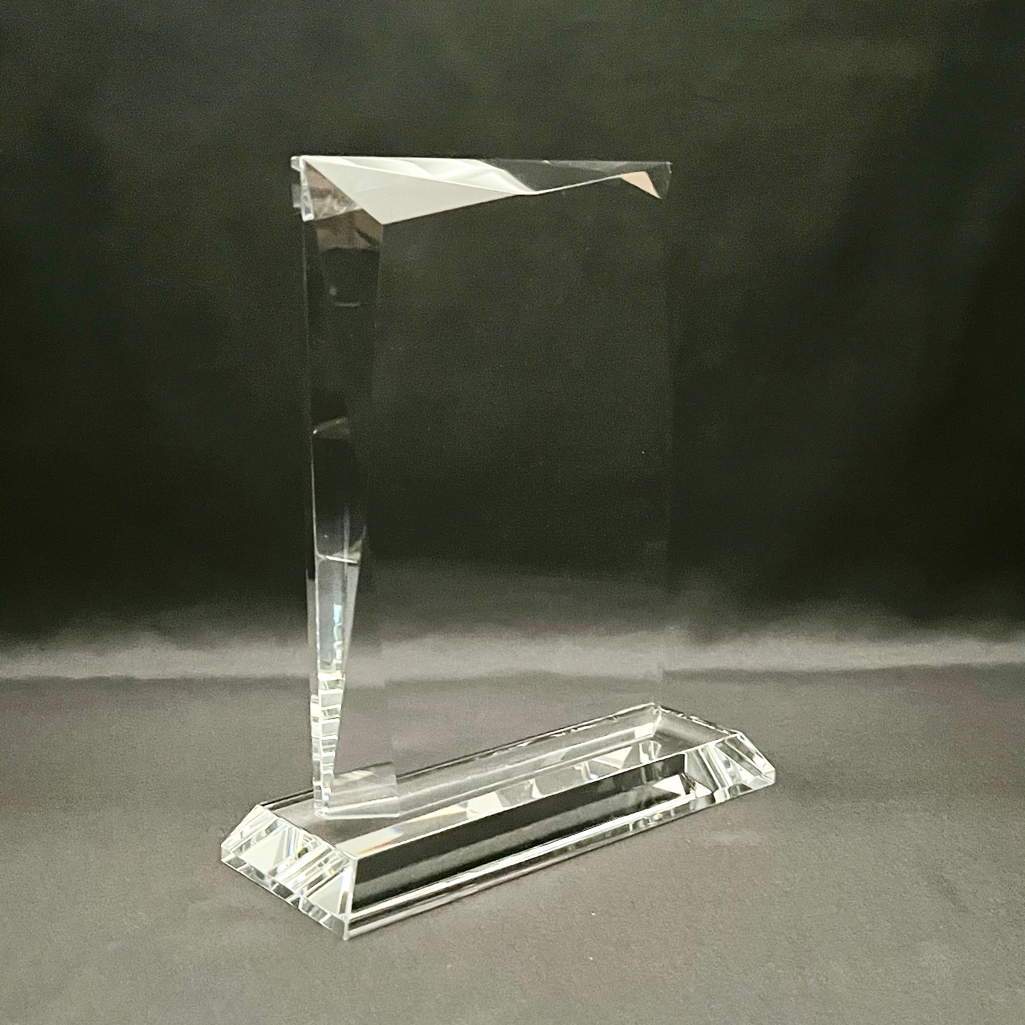 8 3/4"H Crystal Vertical Plaque Award with Large Engraving Area, 2 Sizes Available, Corporate Award