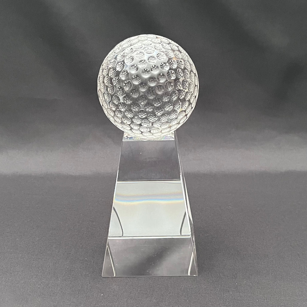 7 1/2"H Crystal Golf Award – Crystal Golf Ball with Base – Custom Engraved Sports Recognition Gift