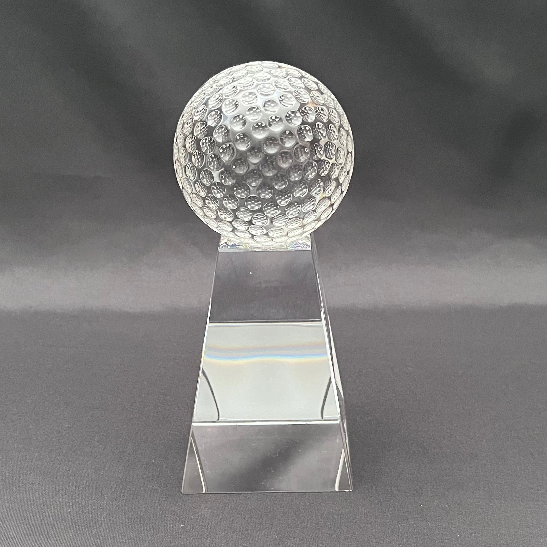 7 1/2"H Crystal Golf Award – Crystal Golf Ball with Base – Custom Engraved Sports Recognition Gift
