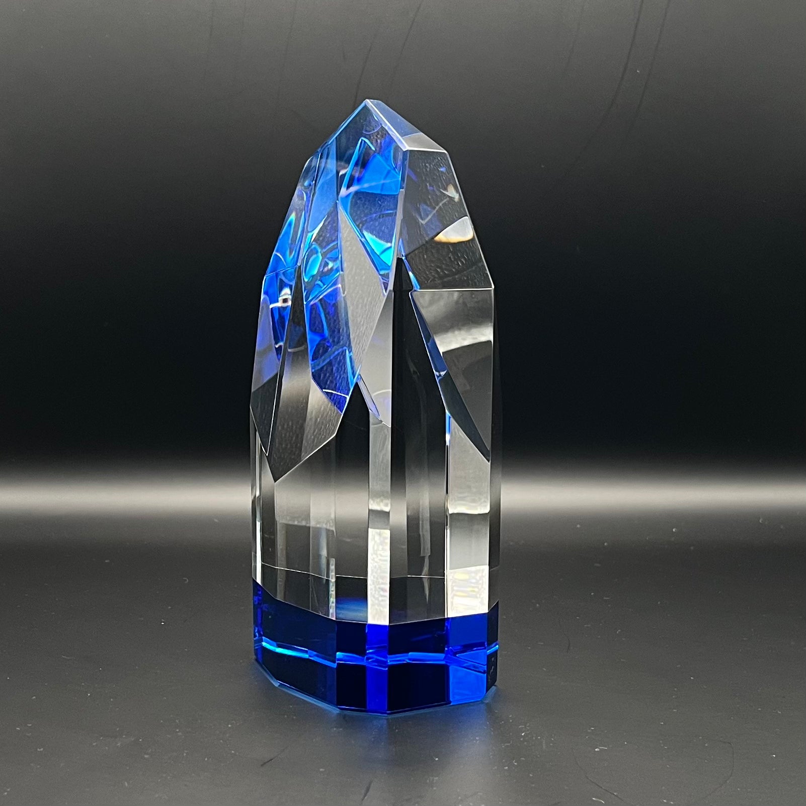 Crystal Corporate Award, Slanted Top with Bluish Bottom.