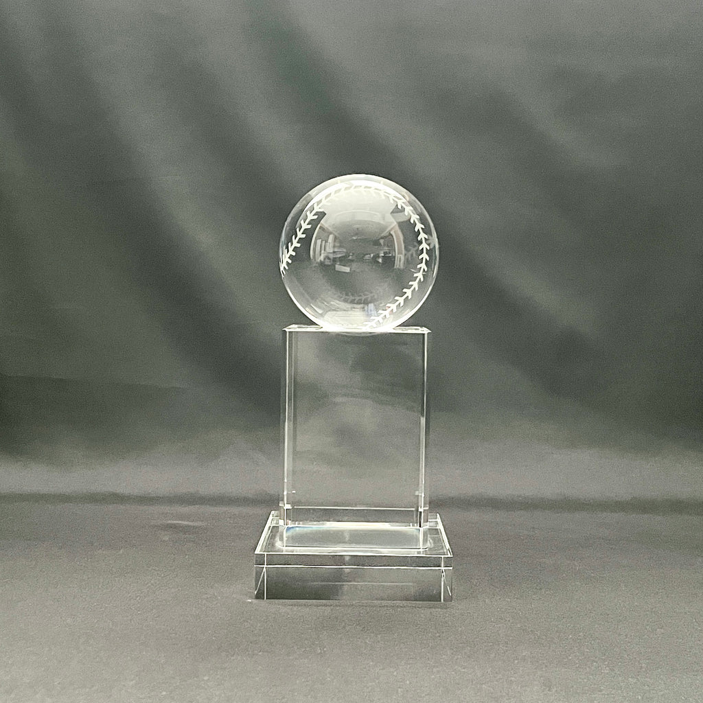 Crystal Baseball Award – Baseball with Base – Custom Engraved Sports Recognition Gift