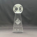 9"H Crystal Soccer Ball Award – Crystal Football Award with Base – Custom Engraved Sports Gift