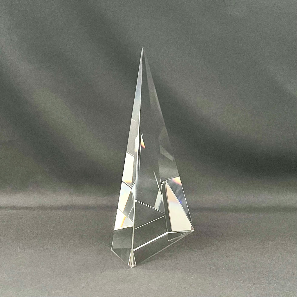8"H Personalized Crystal Triangle Pyramid Award | Custom Engraved Executive Recognition Trophy