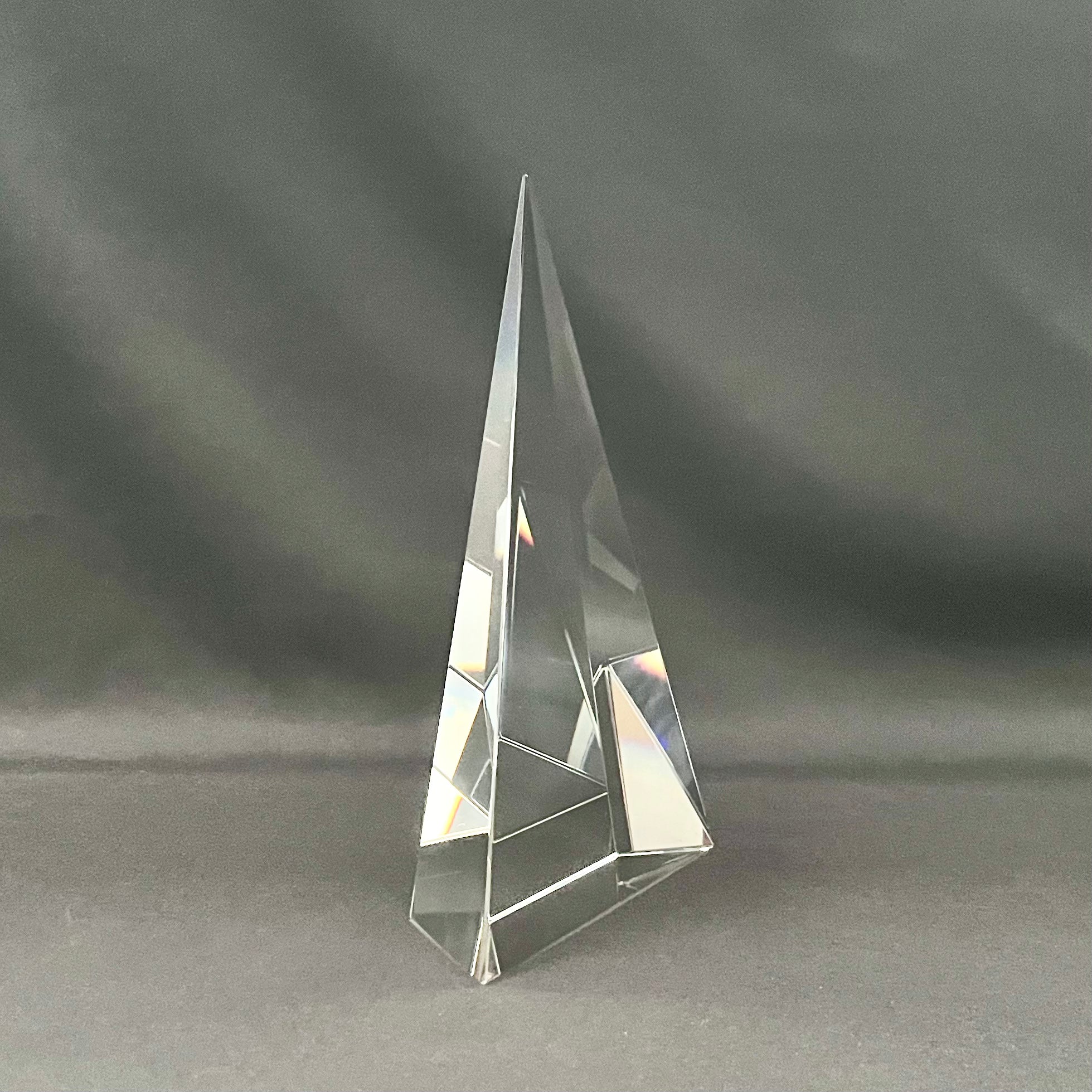 8"H Personalized Crystal Triangle Pyramid Award | Custom Engraved Executive Recognition Trophy