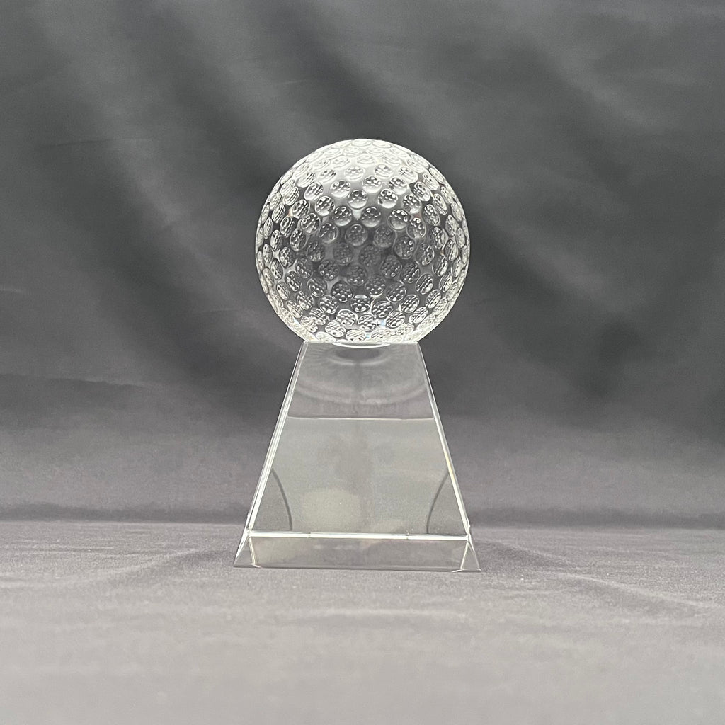 6"H Crystal Golf Award – Crystal Golf Ball with Base – Custom Engraved Sports Recognition Gift