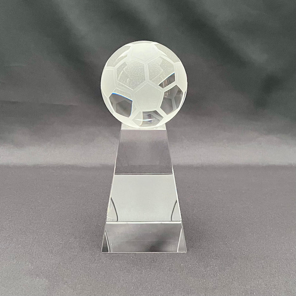 7 1/2"H Crystal Soccer Ball Award – Crystal Football Award with Base – Custom Engraved Sports Gift