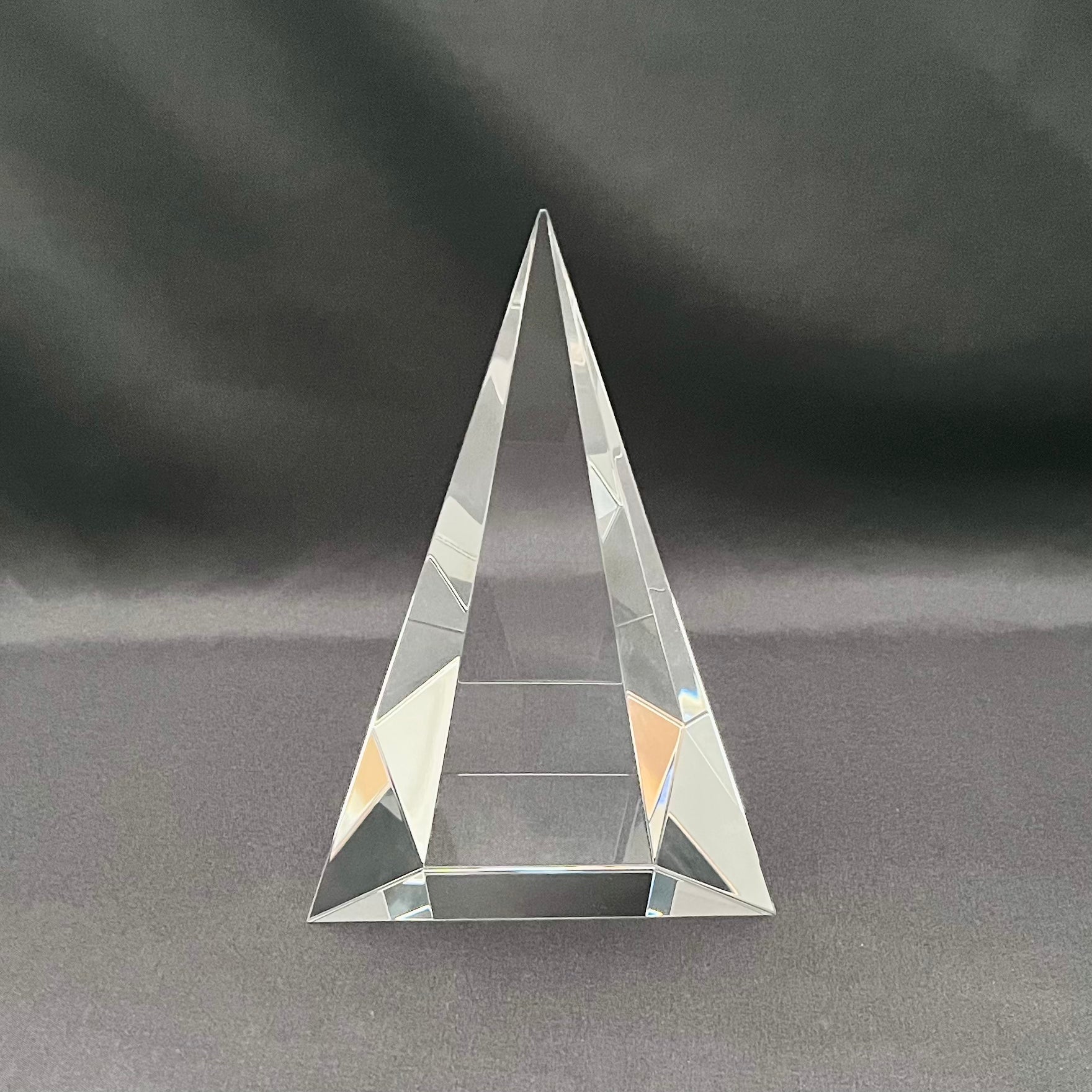 7"H Personalized Crystal Triangle Pyramid Award | Custom Engraved Executive Recognition Trophy