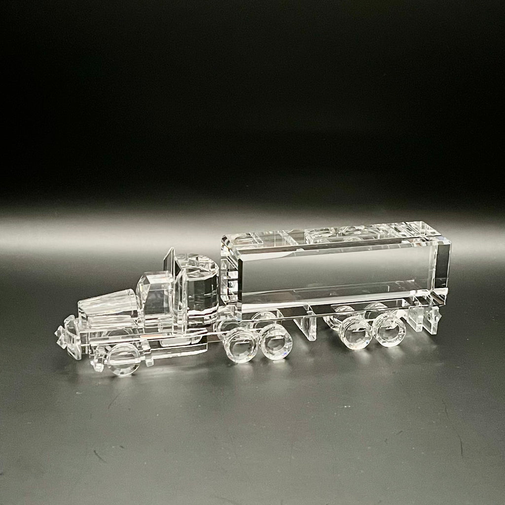6.50"W Crystal Semi Truck 18 Wheeler Corporate Award, Truck Driver Trophy, Retirement Gifts