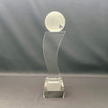11 1/4" Crystal Globe Tower Award with Globe on Pedestal | Personalized Optical Crystal Recognition Trophy