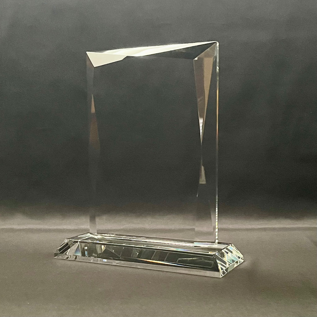 8 3/4"H Crystal Vertical Plaque Award with Large Engraving Area, 2 Sizes Available, Corporate Award