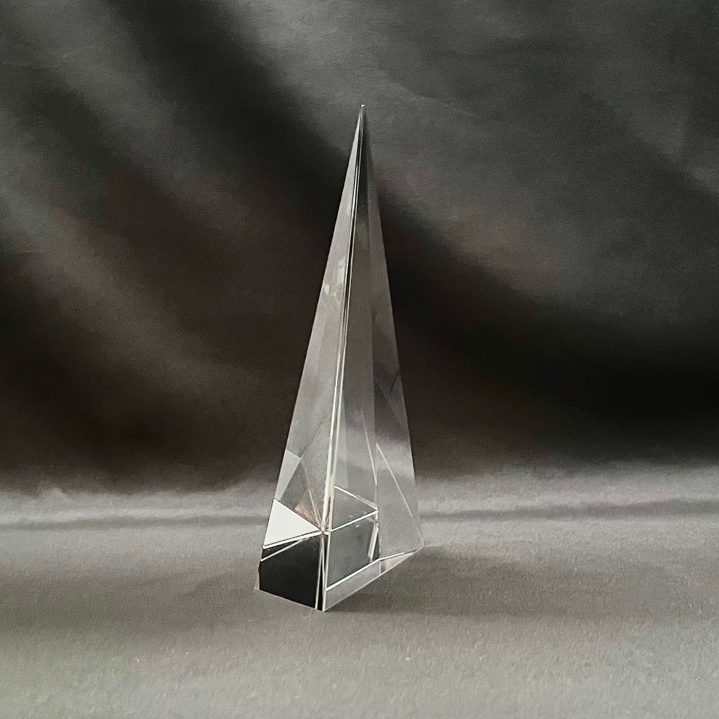 7"H Personalized Crystal Triangle Pyramid Award | Custom Engraved Executive Recognition Trophy