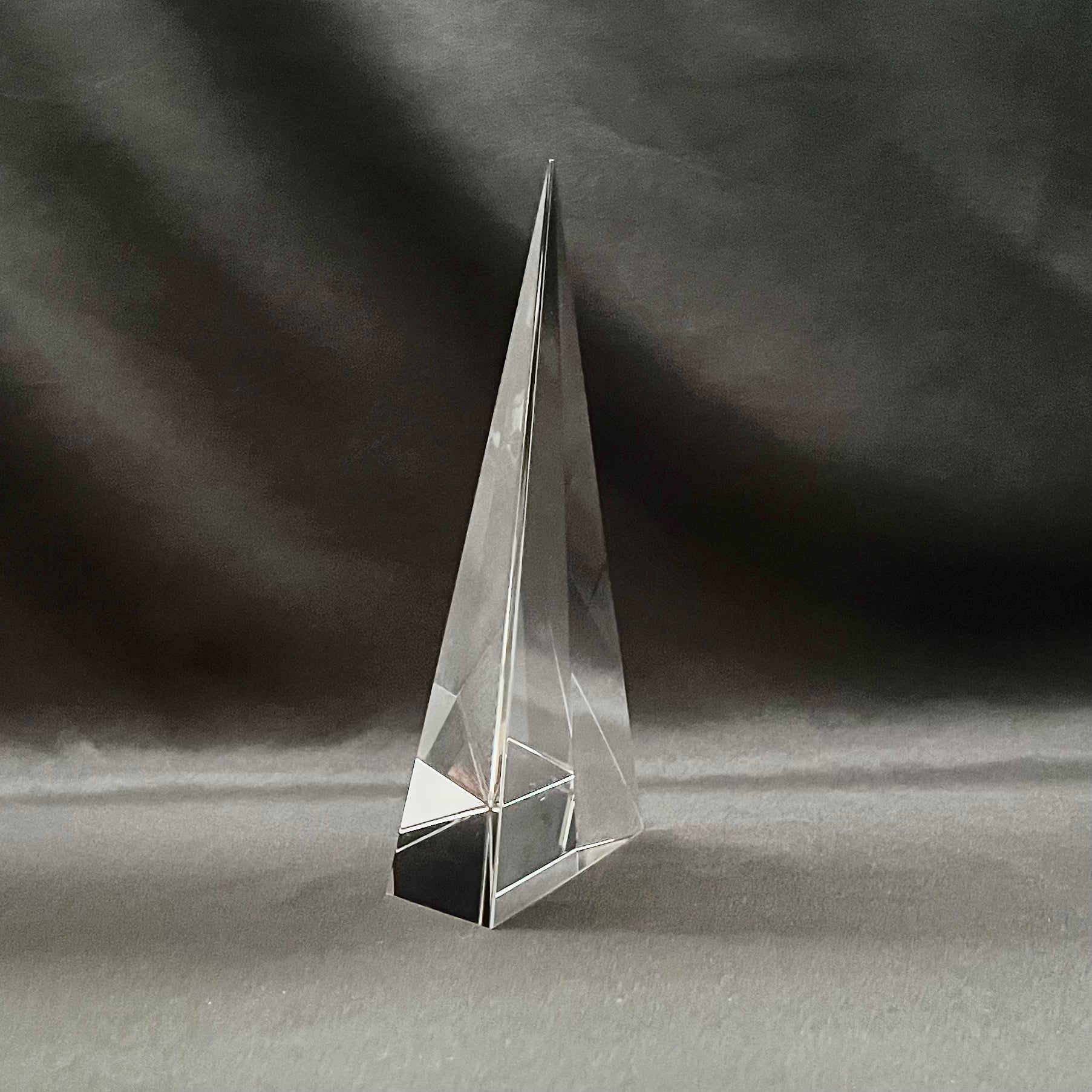 7"H Personalized Crystal Triangle Pyramid Award | Custom Engraved Executive Recognition Trophy