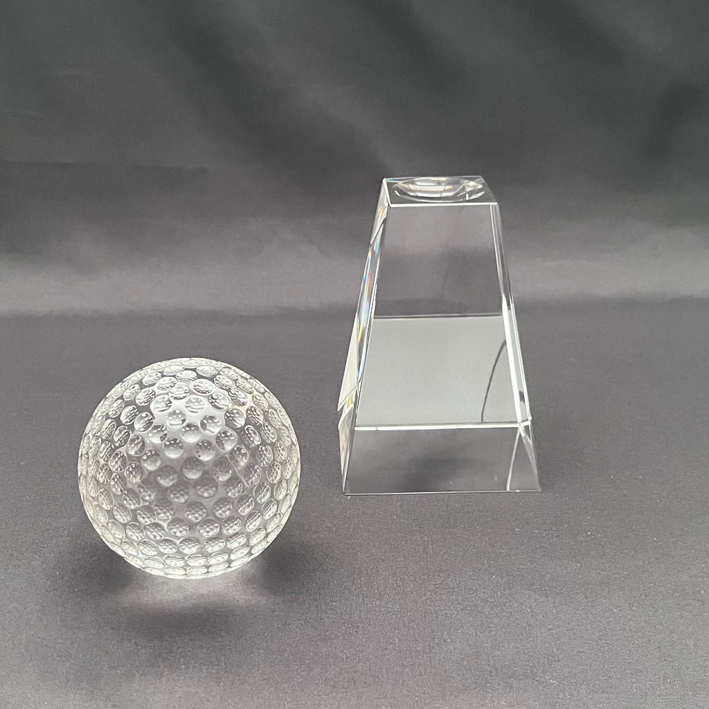 7 1/2"H Crystal Golf Award – Crystal Golf Ball with Base – Custom Engraved Sports Recognition Gift