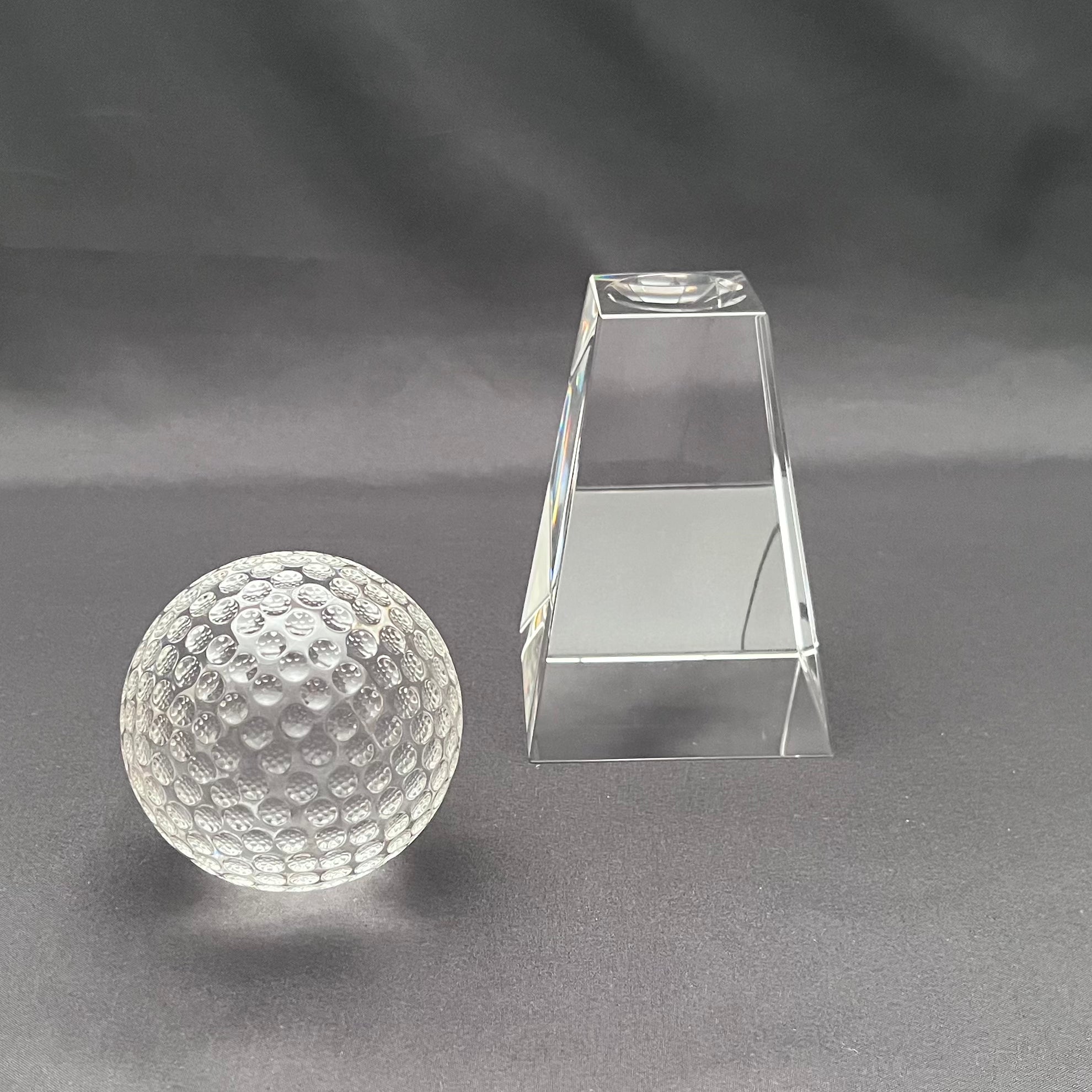 7 1/2"H Crystal Golf Award – Crystal Golf Ball with Base – Custom Engraved Sports Recognition Gift