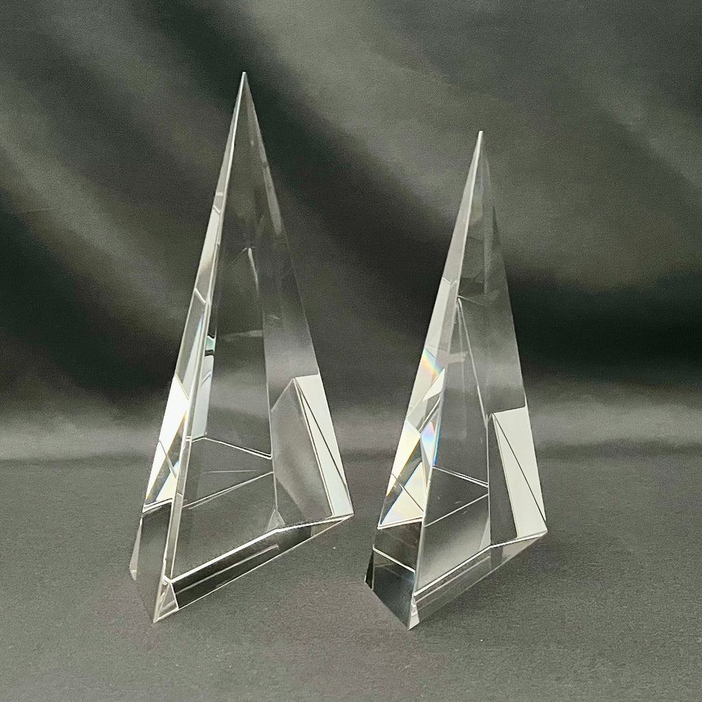 8"H Personalized Crystal Triangle Pyramid Award | Custom Engraved Executive Recognition Trophy