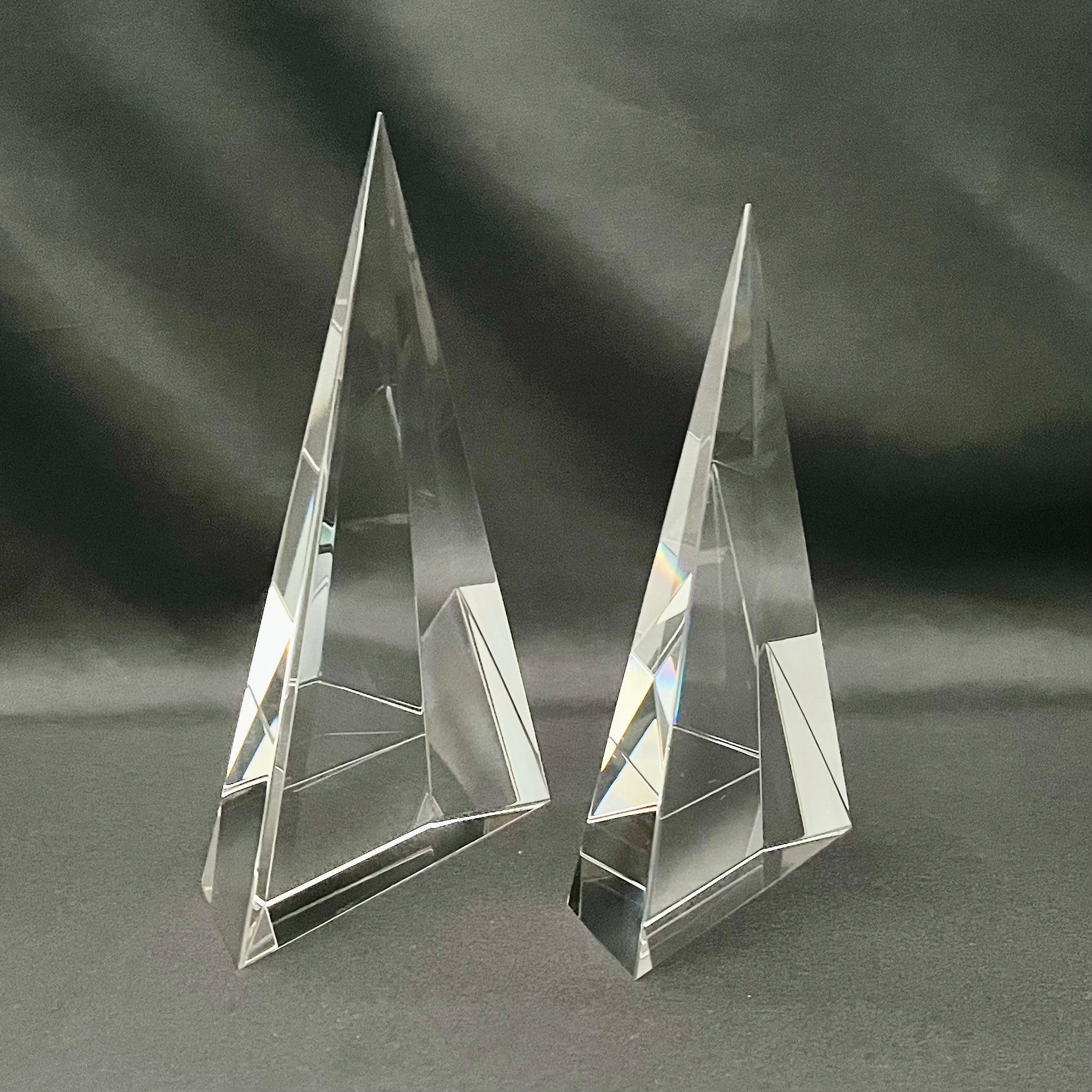 8"H Personalized Crystal Triangle Pyramid Award | Custom Engraved Executive Recognition Trophy