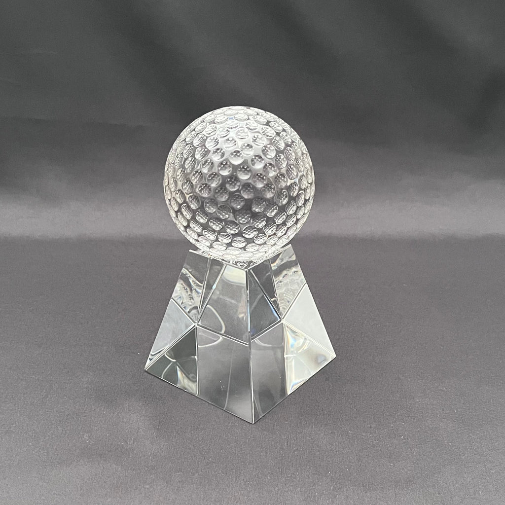 6"H Crystal Golf Award – Crystal Golf Ball with Base – Custom Engraved Sports Recognition Gift