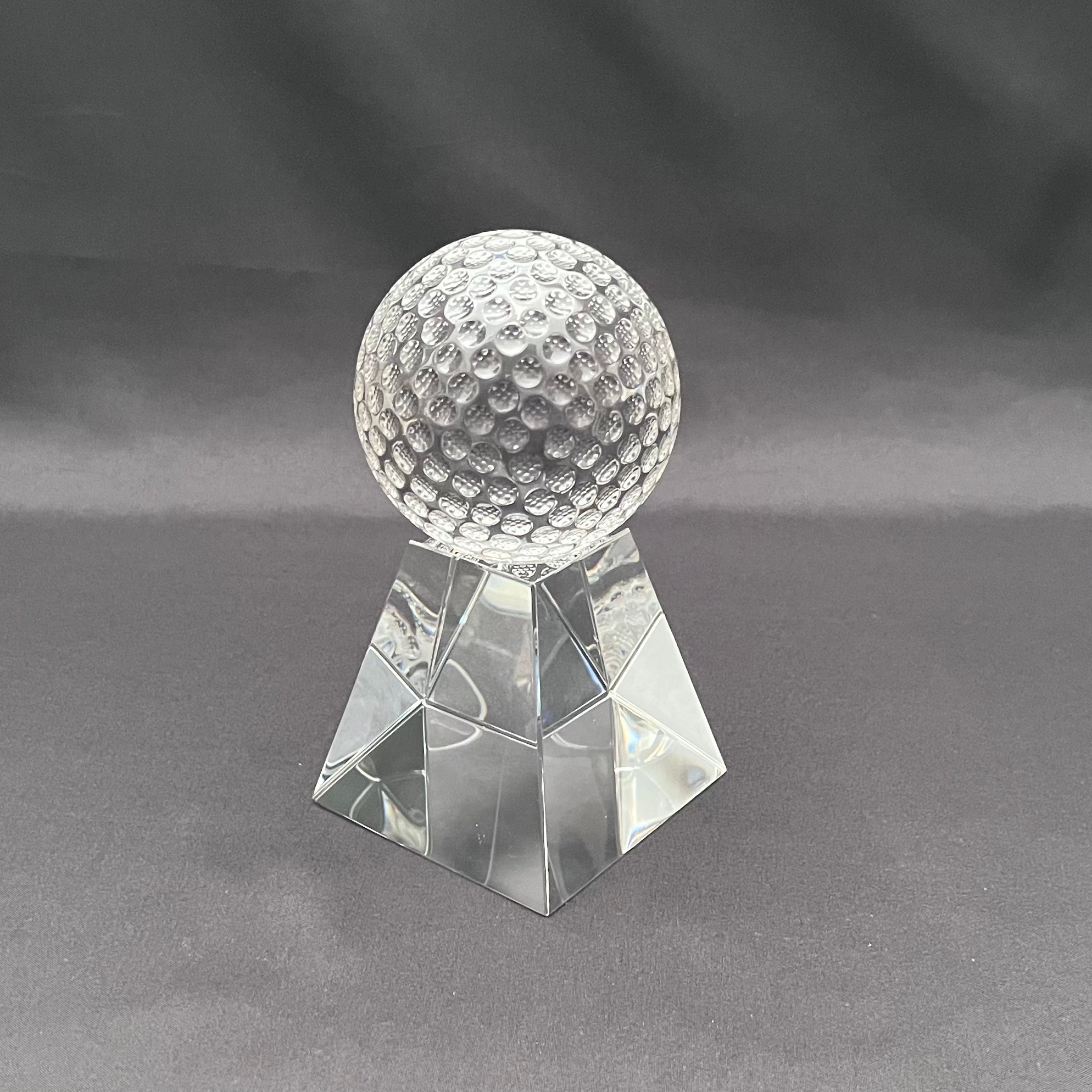 6"H Crystal Golf Award – Crystal Golf Ball with Base – Custom Engraved Sports Recognition Gift