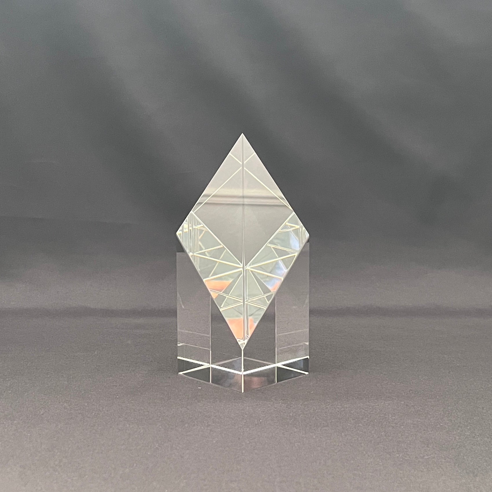 6"H Modern Crystal Diamond Award, Executive Recognition Trophy, Custom Corporate Award