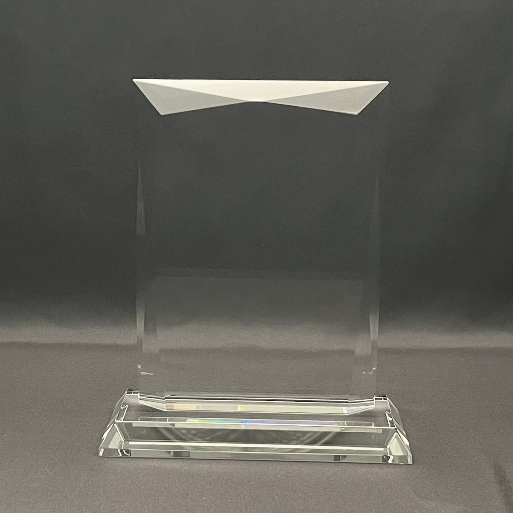 8 3/4"H Crystal Vertical Plaque Award with Large Engraving Area, 2 Sizes Available, Corporate Award