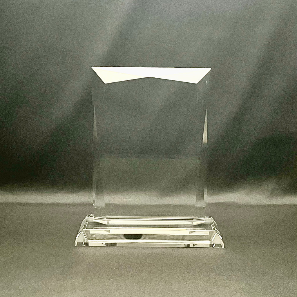 7 3/4"H Crystal Vertical Plaque Award with Large Engraving Area, 2 Sizes Available, Corporate Award.