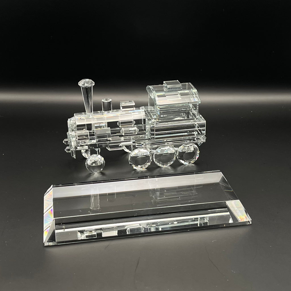 Crystal Train Trophy, Crystal Train Figurine on Base, Award with Personalized Engraving Base.