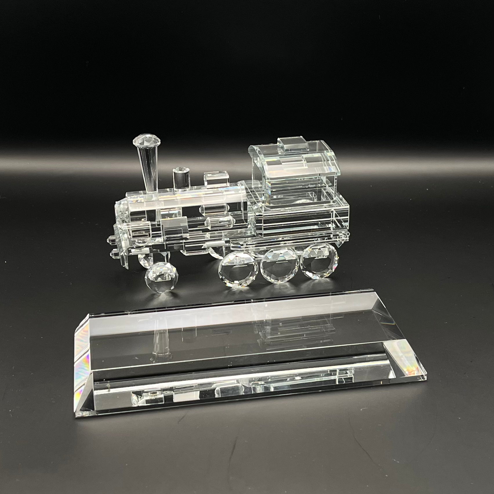 Crystal Train Trophy, Crystal Train Figurine on Base, Award with Personalized Engraving Base.