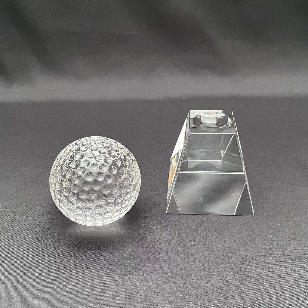 6"H Crystal Golf Award – Crystal Golf Ball with Base – Custom Engraved Sports Recognition Gift