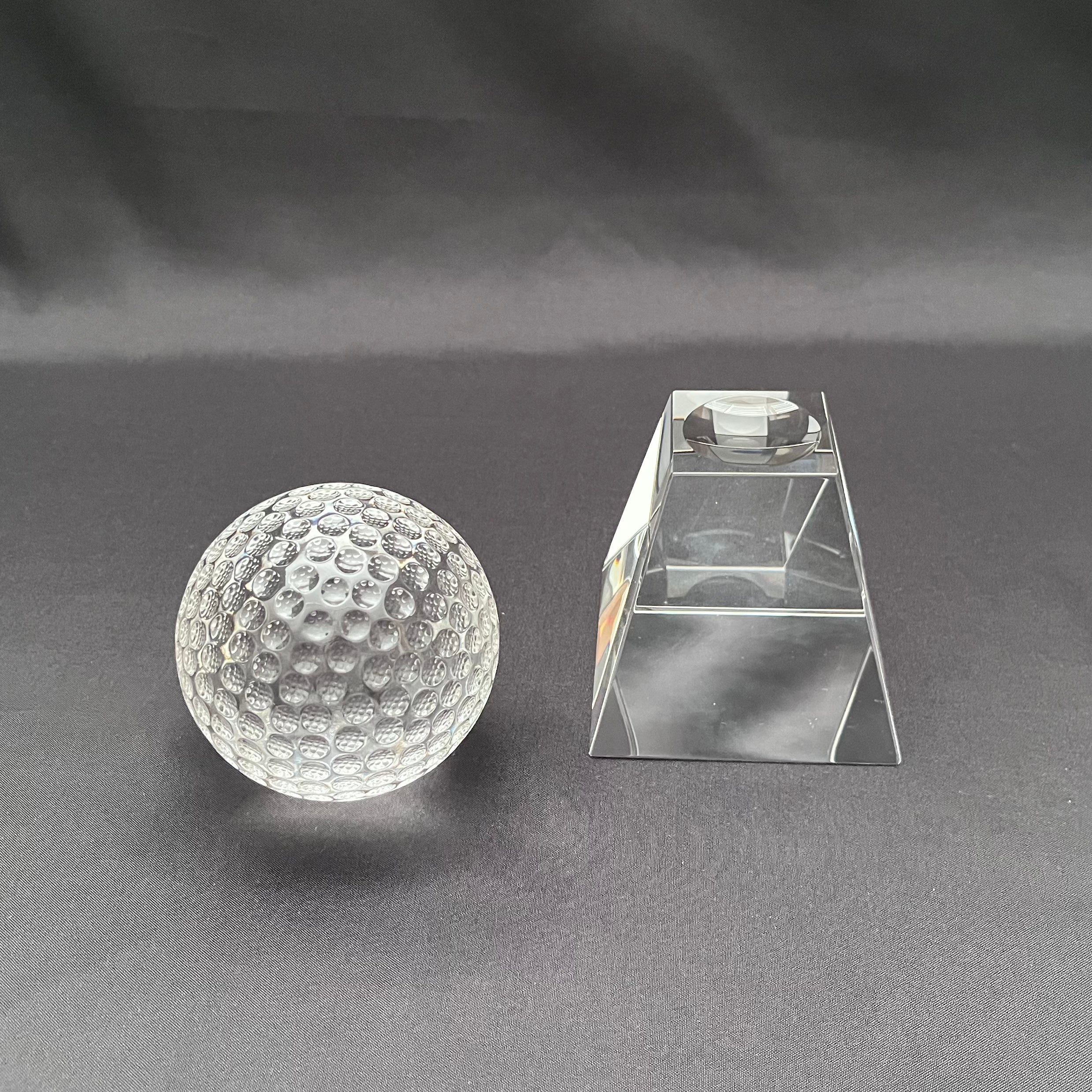 6"H Crystal Golf Award – Crystal Golf Ball with Base – Custom Engraved Sports Recognition Gift