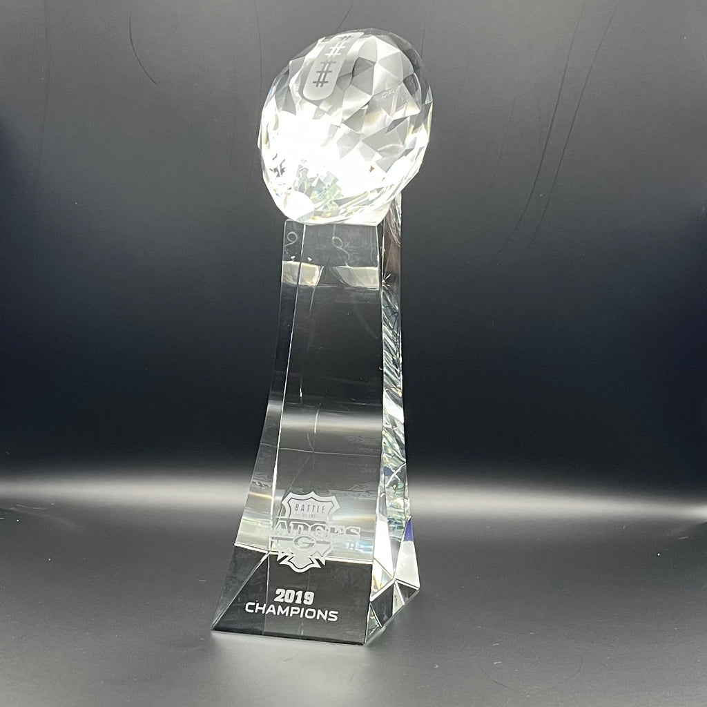 Custom Crystal Football Award Trophy – Personalized Engraved Football Championship Award