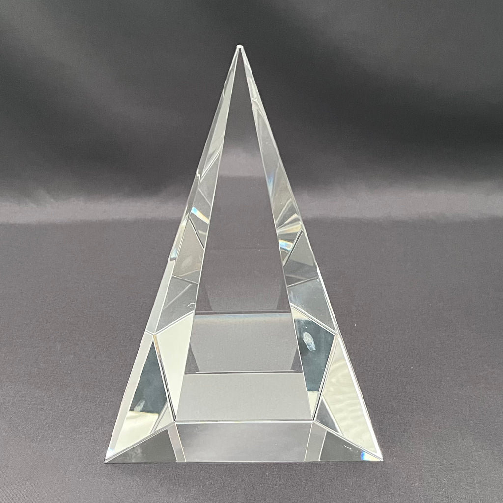 9"H Personalized Crystal Triangle Pyramid Award | Custom Engraved Executive Recognition Trophy